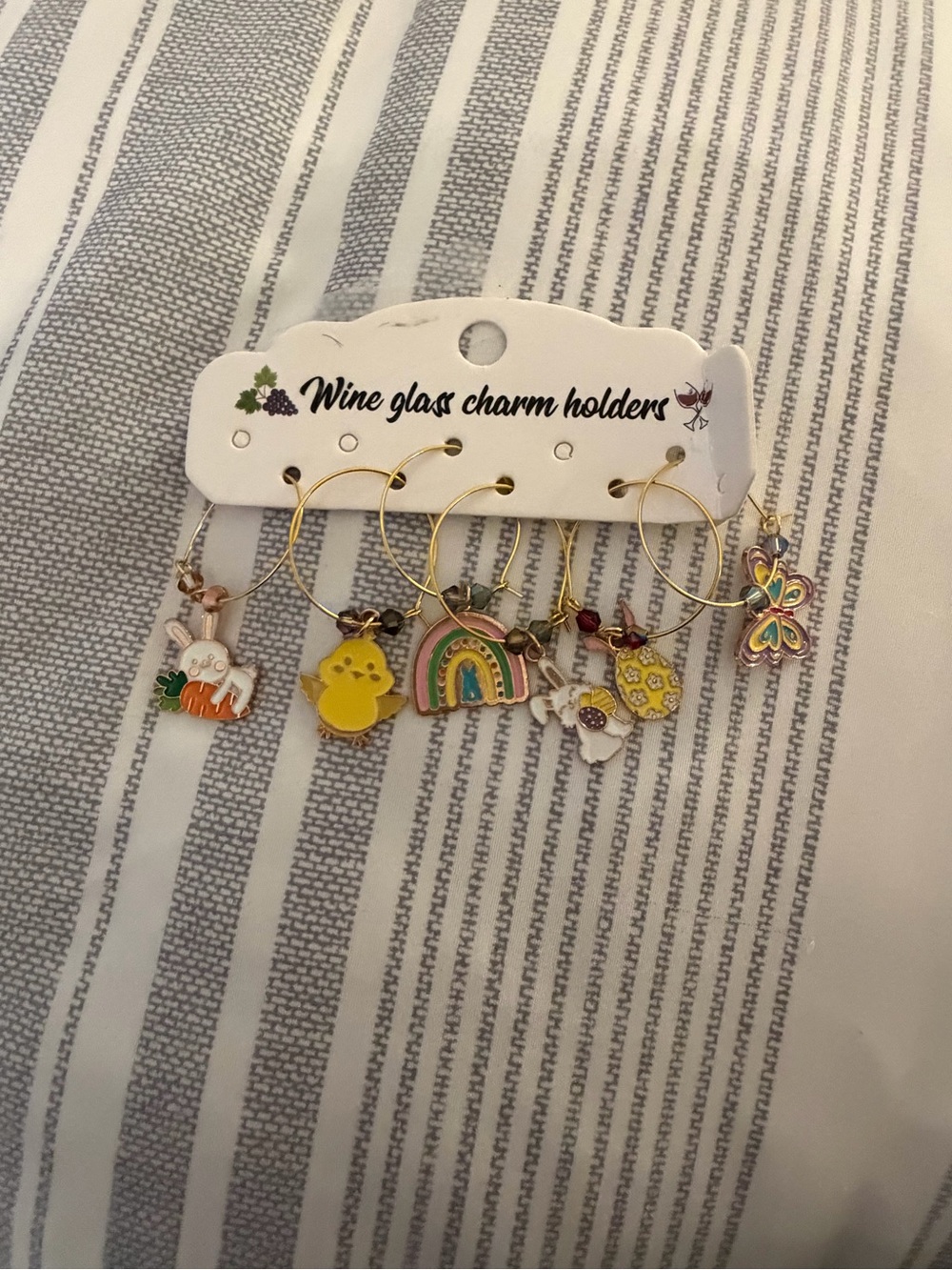 Wine Glass Charm Holders with Colorful Enamel Charms